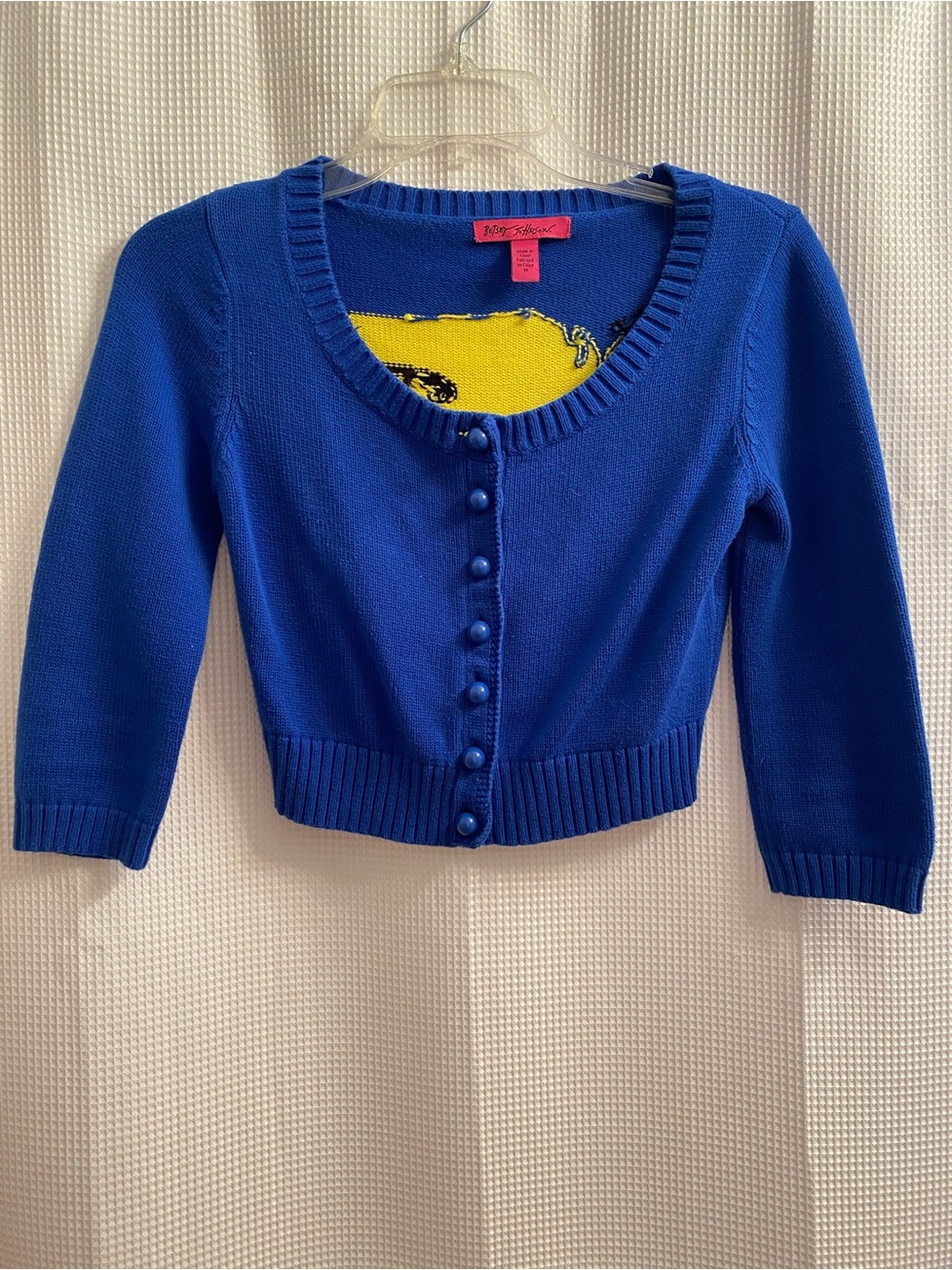 Rare Vintage Betsey Johnson - Marilyn Monroe Wink Cropped Button-Front Cardigan